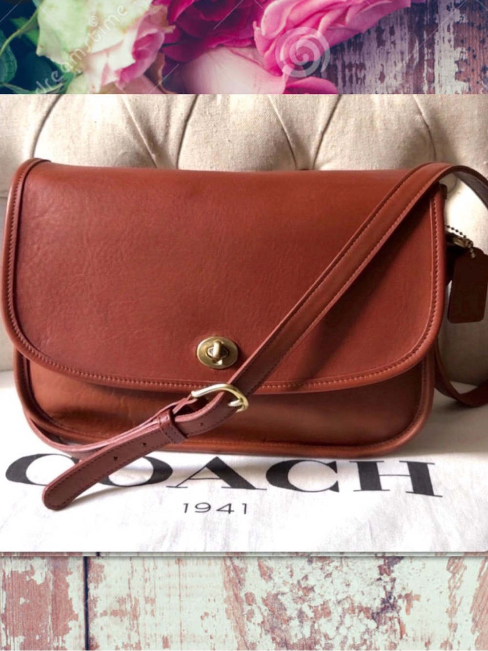 VINTAGE COACH BRITISH TAN CROSSBODY CLASSIC CITY BAG 9790